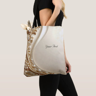 Elegant Gold Ornate Floral Tote Bag