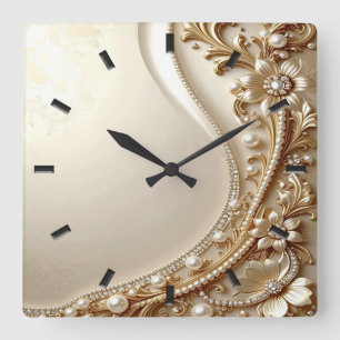 Elegant Gold Ornate Floral Wall Clock