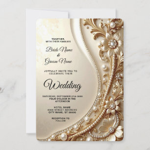 Elegant Gold Ornate Floral Wedding Invitation