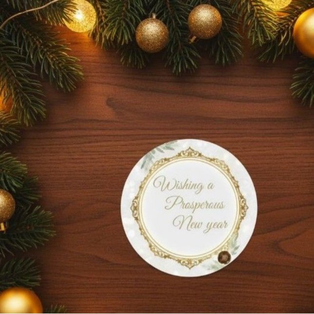 Elegant Gold Ornate Frame Round Sticker with Eucal (Creator Uploaded)