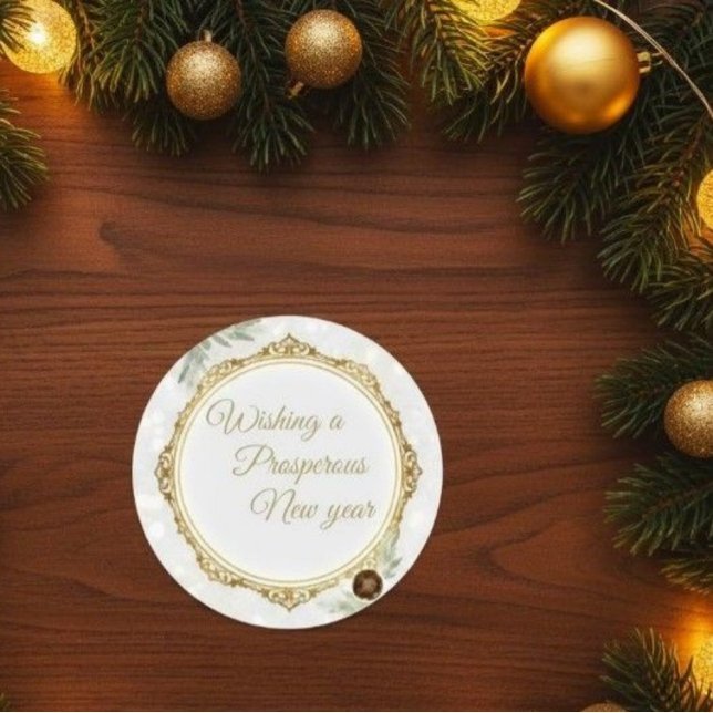 Elegant Gold Ornate Frame Round Sticker with Eucal (Creator Uploaded)