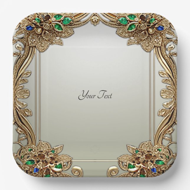 Elegant Gold Ornate Paper Plate (Front)
