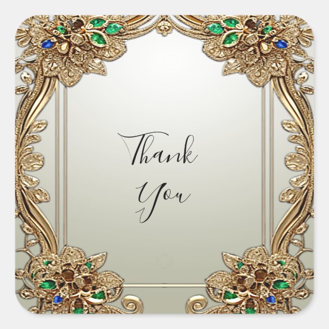 Elegant Gold Ornate Sticker (Front)