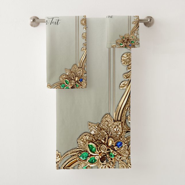 Elegant Gold Ornate Towel Set (Insitu)