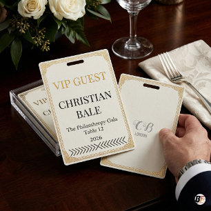 Elegant Gold Ornate VIP Guest Gala Event Lanyard ID Badge