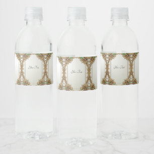 Elegant Gold Ornate Water Bottle Label