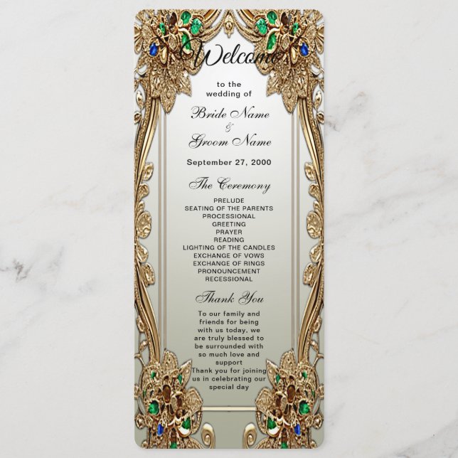 Elegant Gold Ornate Wedding Program Programme (Front)