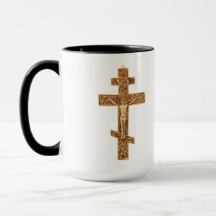 Elegant Gold Orthodox Cross Mug