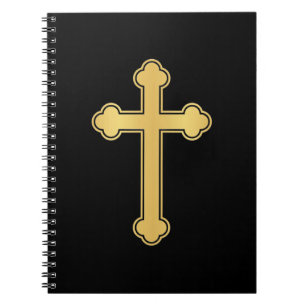 Elegant Gold Orthodox Cross Notebook