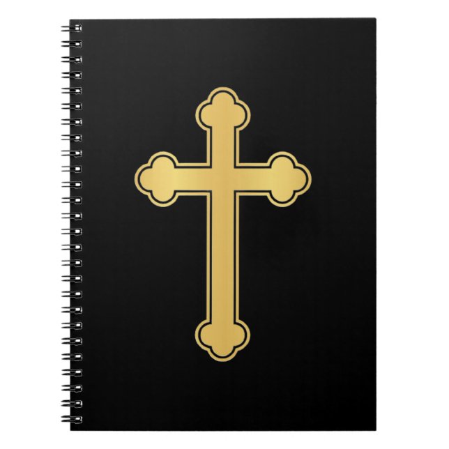 Elegant Gold Orthodox Cross Notebook (Front)