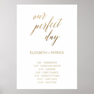 Elegant Gold Our Perfect Day Order of Events Poster