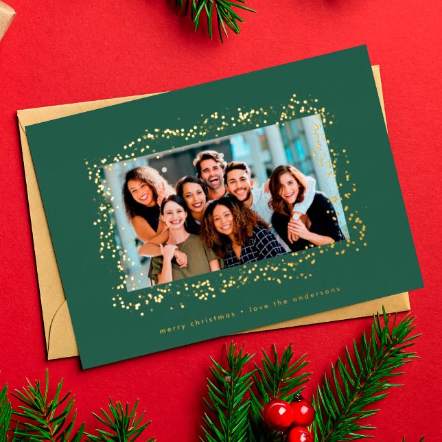 elegant gold paint red green christmas photo frame (Creator Uploaded)