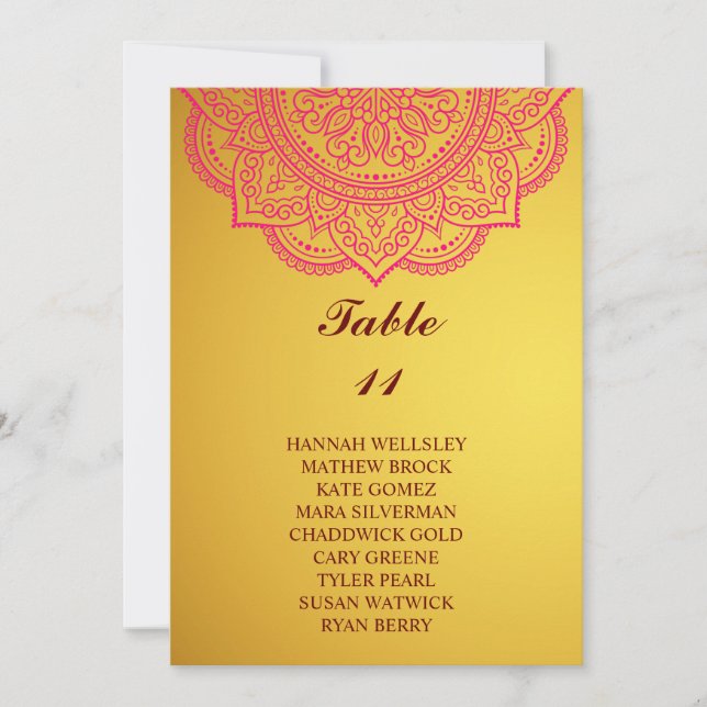 Elegant Gold Paisley Wedding Seating Chart Invitat Invitation (Front)