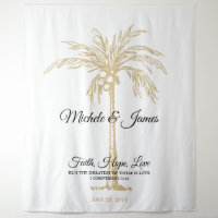 Elegant Gold Palm Tree Tropical Wedding Backdrop