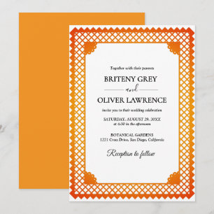 Elegant Gold Papel Picado weeding Invitation