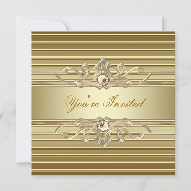 Elegant Gold Party Invitations (Front)