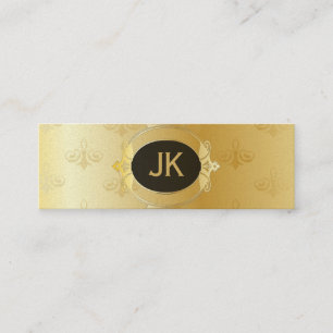 Elegant Gold Pattern Black Accent Mini Business Card