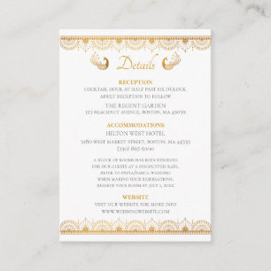 Elegant Gold Pattern Indian Wedding Details Enclosure Card