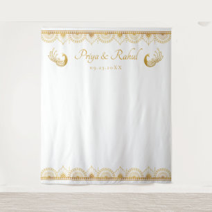Elegant Gold Pattern Indian Wedding Tapestry