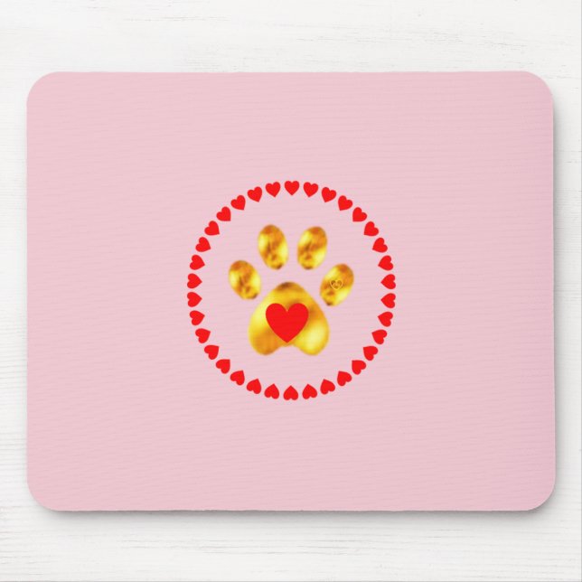Elegant gold paw mouse pad (Front)
