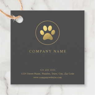 Elegant Gold Paw Print Pet Business Tag