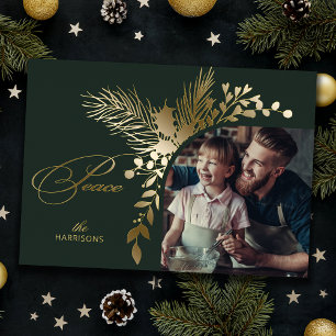 Elegant Gold Peace Calligraphy Botanical Photo