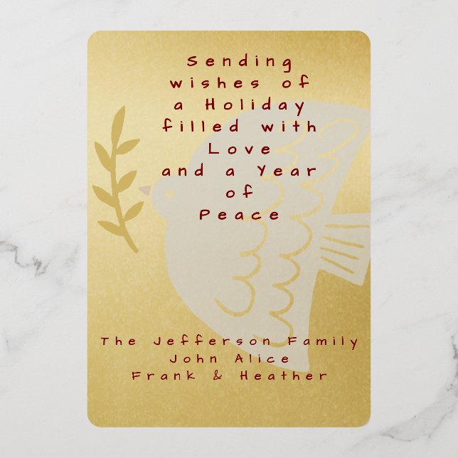 Elegant Gold Peace Dove Love Christmas (Back)