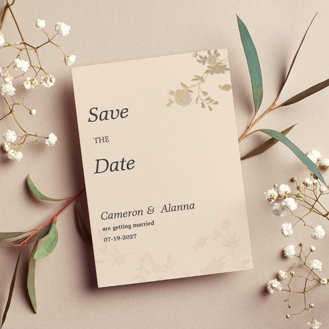 Elegant gold peach romantic floral Save the Date Invitation (Elegant gold peach romantic floral Save the Date )