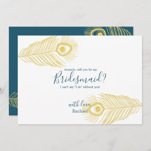 Elegant Gold Peacock Be My Bridesmaid Card