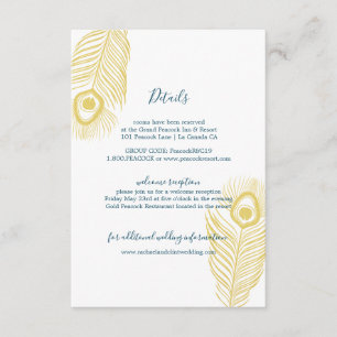 Elegant Gold Peacock Wedding Guest Information Enclosure Card