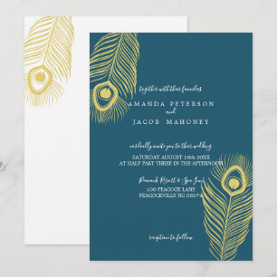 Elegant Gold Peacock Wedding Invitations