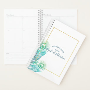 Elegant Gold Peacock Wedding Planner Calendar