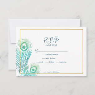 Elegant Gold Peacock Wedding RSVP Cards