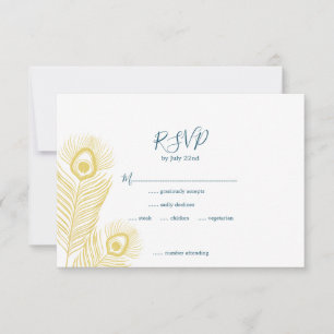 Elegant Gold Peacock Wedding RSVP Cards