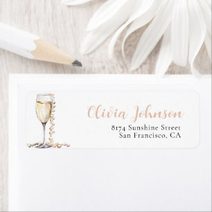 Elegant Gold Pearls and Prosecco Address Labels