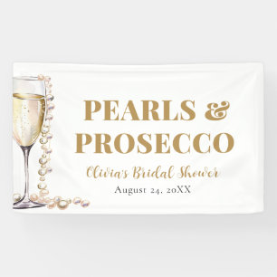 Elegant Gold Pearls and Prosecco Bridal Shower Banner