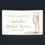 Elegant Gold Pearls and Prosecco Bridal Shower Banner<br><div class="desc">Announce the celebration in style with our Elegant Gold Pearls and Prosecco Bridal Shower Banner. Crafted with exquisite attention to detail, this banner exudes sophistication and charm. Each letter is adorned with shimmering gold accents and delicate pearls, creating an opulent backdrop for the occasion. With a touch of sparkling prosecco...</div>