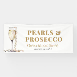 Elegant Gold Pearls and Prosecco Bridal Shower Banner