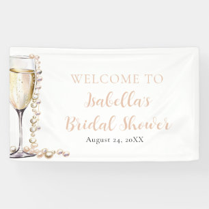 Elegant Gold Pearls and Prosecco Bridal Shower Banner