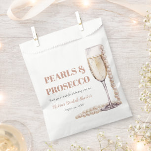 Elegant Gold Pearls and Prosecco Bridal Shower Favour Bags