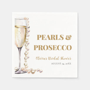 Elegant Gold Pearls and Prosecco Bridal Shower Napkin