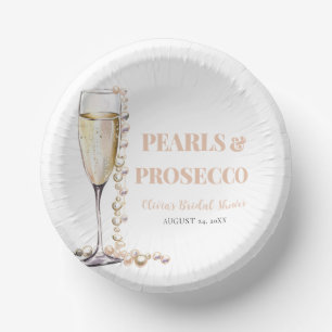 Elegant Gold Pearls and Prosecco Bridal Shower Paper Plate