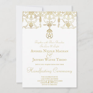 Elegant Gold Pentacle Handfasting Invitation