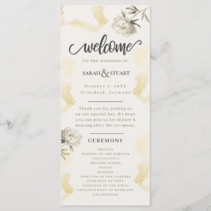 Elegant Gold Peony Floral Wedding   Programme