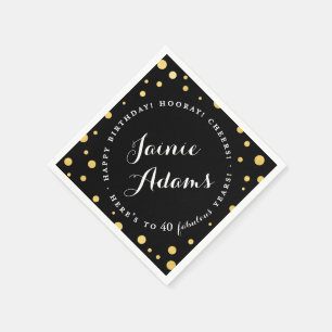 Elegant Gold Personalised Birthday Party Napkins