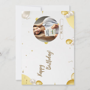 Elegant Gold Personalised Birthday Photo Card