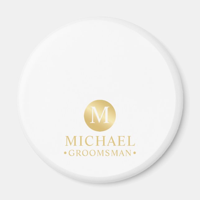 Elegant Gold Personalised Groomsmen Magnet (Front)