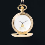 Elegant Gold Personalised Groomsmen Watch<br><div class="desc">Add a personal touch to your wedding with personalised groomsmen gift This gift features white monogram in gold circle element with name and title in gold classic serif font style on white background. Also perfect for best man, father of the bride and more. Please Note : The foil details are...</div>