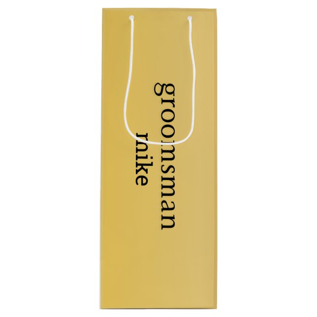Elegant Gold Personalised Groomsmen Wine Gift Bag (Front)