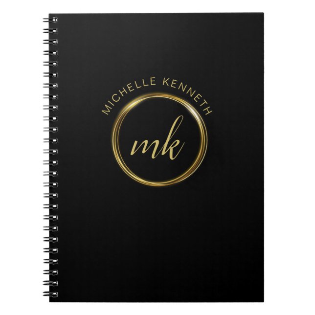 Elegant Gold Personalised Monogram Notebook (Front)